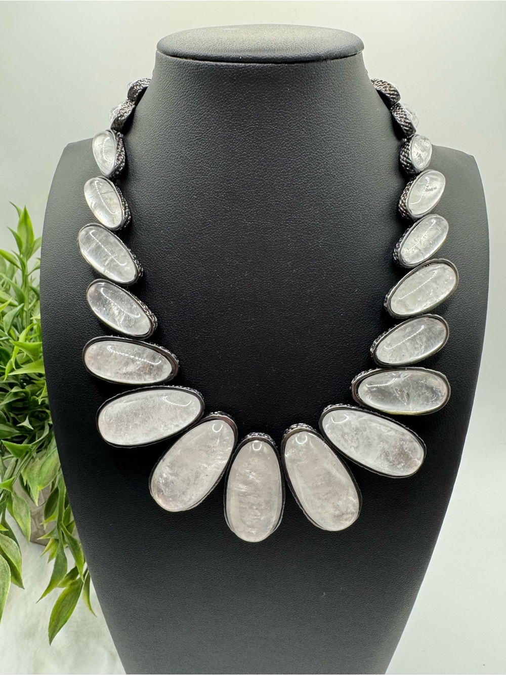 Kiam Family for Lia Sophia Quartz/Rock Crystal Necklace, EUC. 15-18”.